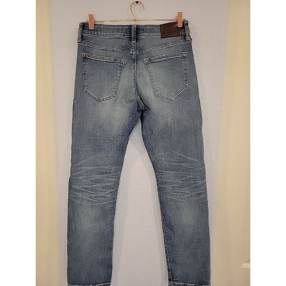 Express Jeans Mens 30x32 Blue Slim Straight Hyper Stretch Dark Wash Pants Denim - Picture 4 of 6